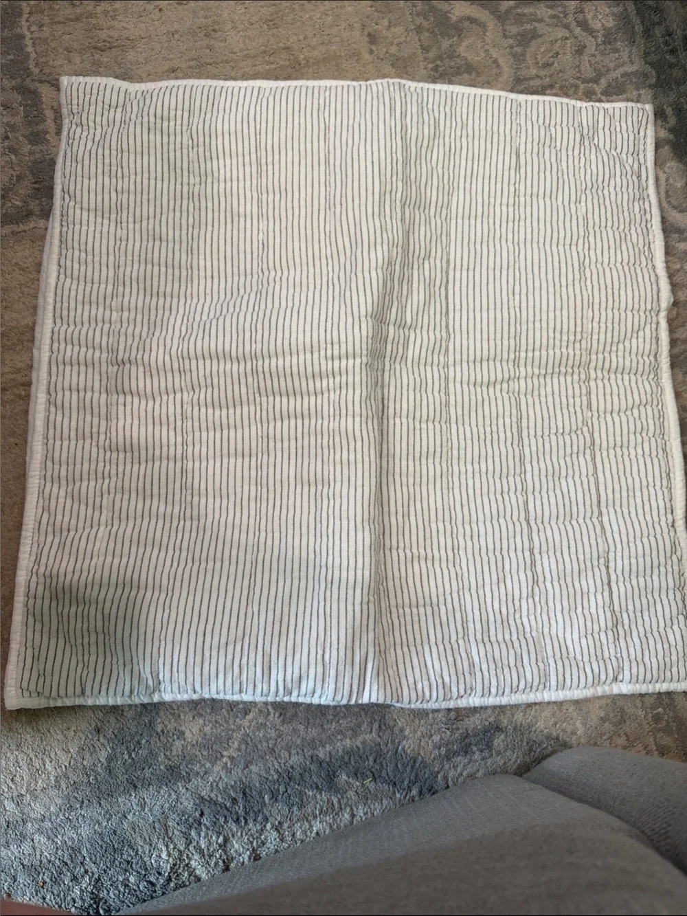Hearth & Hand Cream and Gray Striped Quilted Pillow Sham